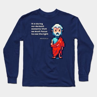 Aristotle -  Pixel Art - Quote Long Sleeve T-Shirt
